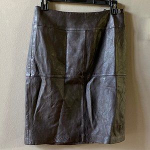 JACLYN SMITH Buttery Soft, Chocolate Brown Genuine Leather Skirt